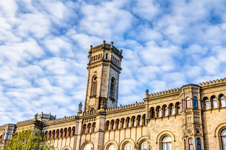 Main building of the Leibniz University in Hanover, Germanyのeditorial素材
