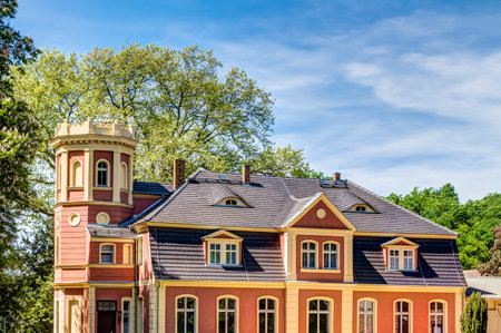 Manor house in Kromlau in Azalea and Rhododendron Parkのeditorial素材