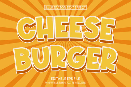 Cheese burger 3d style editable text effect templateのイラスト素材