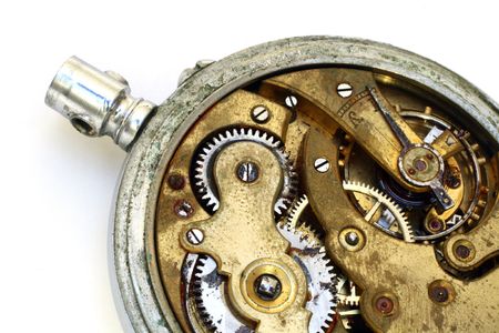 old pocket watch rusty gear inside