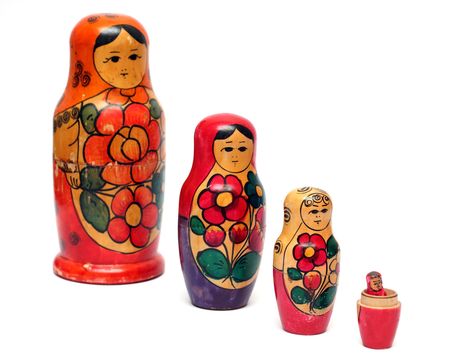 russian wooden dolls row - の写真素材