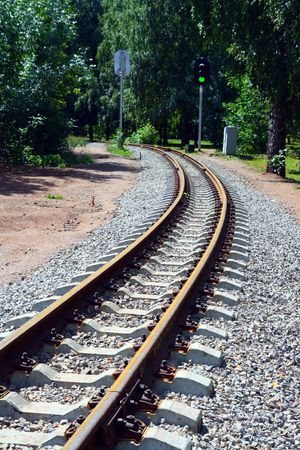 narrow-gauge curve railway and semaphoreの写真素材