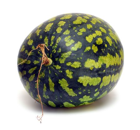 watermelon with dry stem on white backgroundの写真素材