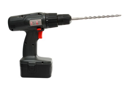 electricity cordless drill with big auger isolatedの写真素材
