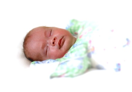 sleeping newborn baby on white background
