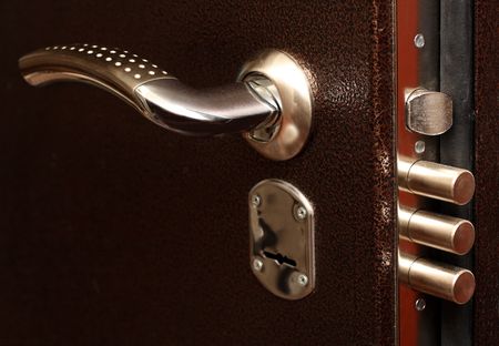 metal door lock with pull out boltsの写真素材