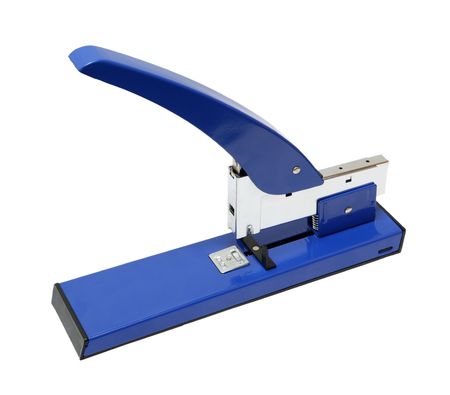 big powerful office stapler isolated on whiteの写真素材