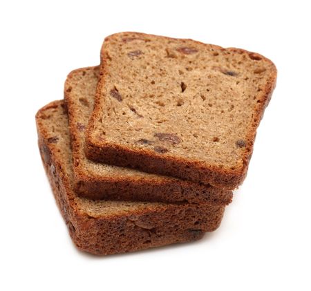 dark brown rye sliced bread isoalted on whiteの写真素材