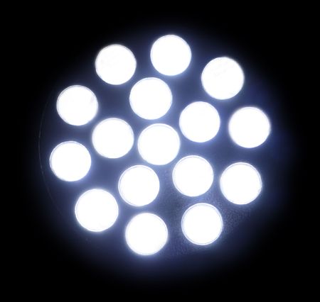 electric circle light spots in blackの写真素材
