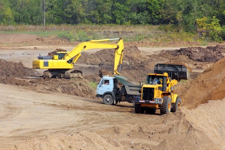 sandpit - loader dump tipper loads of sand