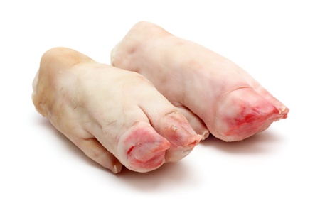 two pork hoof isolated on white backgroundの写真素材