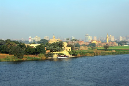 view on Cairo from bridge across Nile river