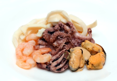 cocktail of seafood close-up on white backgroundの写真素材