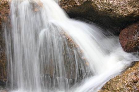 close-up on waterfall among rocks in Russiaの写真素材