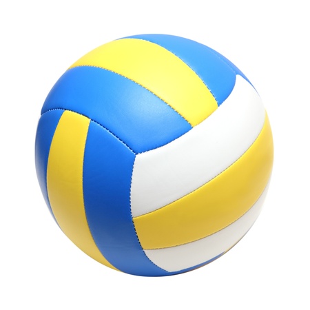 leather color volleyball ball isolated on whiteの写真素材