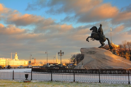 Peter 1 monument in Saint-petersburg, Russiaの写真素材