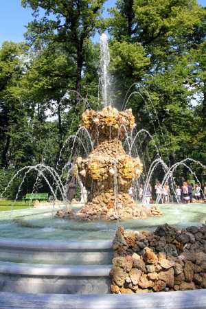 fountain in renovated Summer garden St. Petersburg Russiaの写真素材