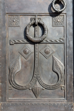 anchor - detail of entrance in Naval Cathedral - Kronstadt Saint-petersburgの写真素材