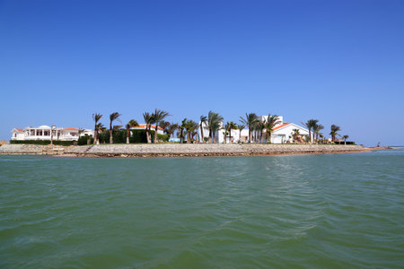 View of houses and hotels from boat floating on channels of El Gouna - Egypt
のeditorial素材