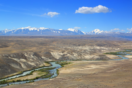 landscape with river in Altai mountains, Russiaの写真素材