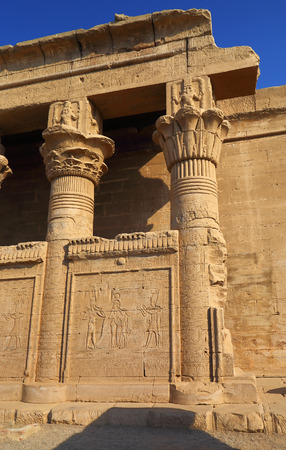 Remains and ruins of the ancient egyptian temple at denderaの写真素材