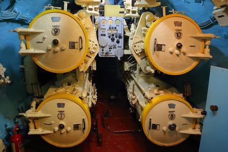 Control of torpedo tubes on a submarineの写真素材