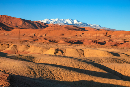 Beautiful landscape in Atlas Mountains at sunset, Morocco, Africaの写真素材