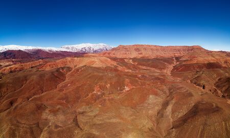 Aerial panorama landscape of Atlas Mountains in Moroccoの写真素材