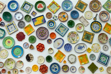 Decorative ornamental plates on the wallの写真素材