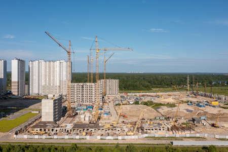 Building crane and buildings under construction