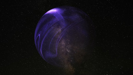 Glow sphere planet structure in spaceの写真素材
