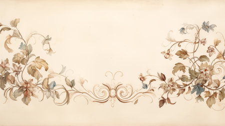 Vintage style frame and border with flowers and leaves. Floral pattern background. Generative AIの素材