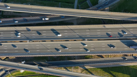 Lot of cars on modern road junction