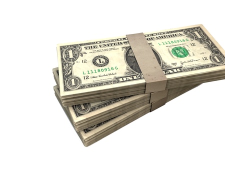 3 wads of dollar billsの写真素材
