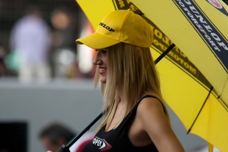 Barcelona, Spain-November 10, 2013  International GT Open Girls in the Circuit de Catalunya のeditorial素材