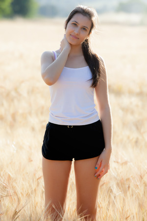 Young girl exerciseの写真素材