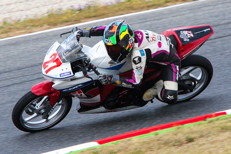 Rider Alejandro Diez  Independent Team  Mediterranean Motorcycling Championships 20 July 2014  Circuit de Catalunya  Barcelona, Spain のeditorial素材