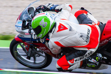 Rider Alan Malo  PM Oscense Team  Mediterranean Motorcycling Championships 20 July 2014  Circuit de Catalunya  Barcelona, Spain のeditorial素材