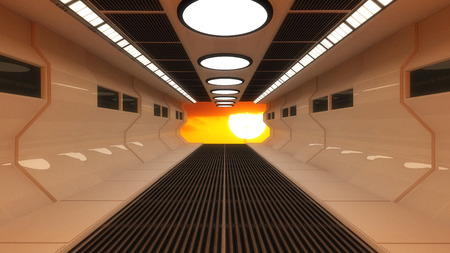 Futuristic tunel and sunの写真素材