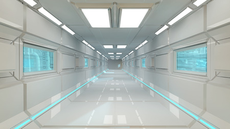 Futuristic corridor backgroundの写真素材