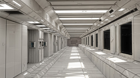 Futuristic corridor backgroundの写真素材