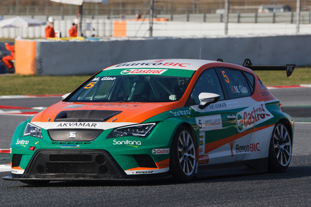 Driver Manuel Giao. SEAT LEON EUROCUP. International GT Open. Barcelona, Spain. November 1, 2014.のeditorial素材