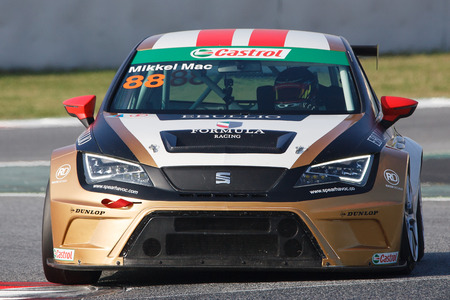 Driver Mikkel Mac. SEAT LEON EUROCUP. International GT Open. Barcelona, Spain. November 1, 2014.のeditorial素材