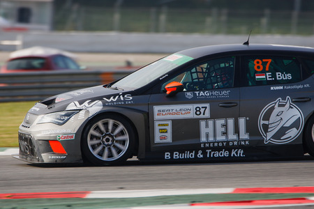 Driver Edina BUS. SEAT LEON EUROCUP. International GT Open. Barcelona, Spain. November 1, 2014.のeditorial素材