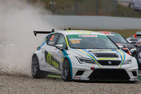 Driver Jordi ORIOLA. SEAT LEON EUROCUP. International GT Open. Barcelona, Spain. November 1, 2014.のeditorial素材