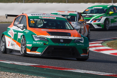 Driver Manuel GIAO. Seat Leon Eurocup .International GT Open. Barcelona, Spain. November 2, 2014.のeditorial素材