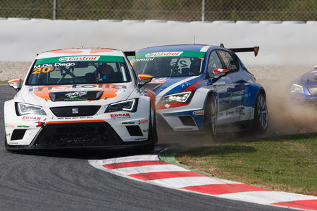 Driver M. de Diego. Seat Leon Eurocup .International GT Open. Barcelona, Spain. November 2, 2014.のeditorial素材