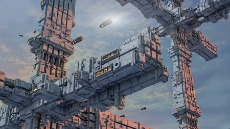 3d Futuristic UFO conceptの写真素材