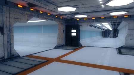 Futuristic SCIFI corridorの写真素材