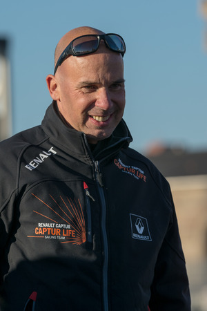 Team Renault Capture. Skipper Jorg Riechers. Barcelona World Race, non-stop, round the world regatta. Barcelona, Spain. December 31, 2014のeditorial素材